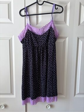 Rhonda Shear Polka Dot Lace Slip Dress